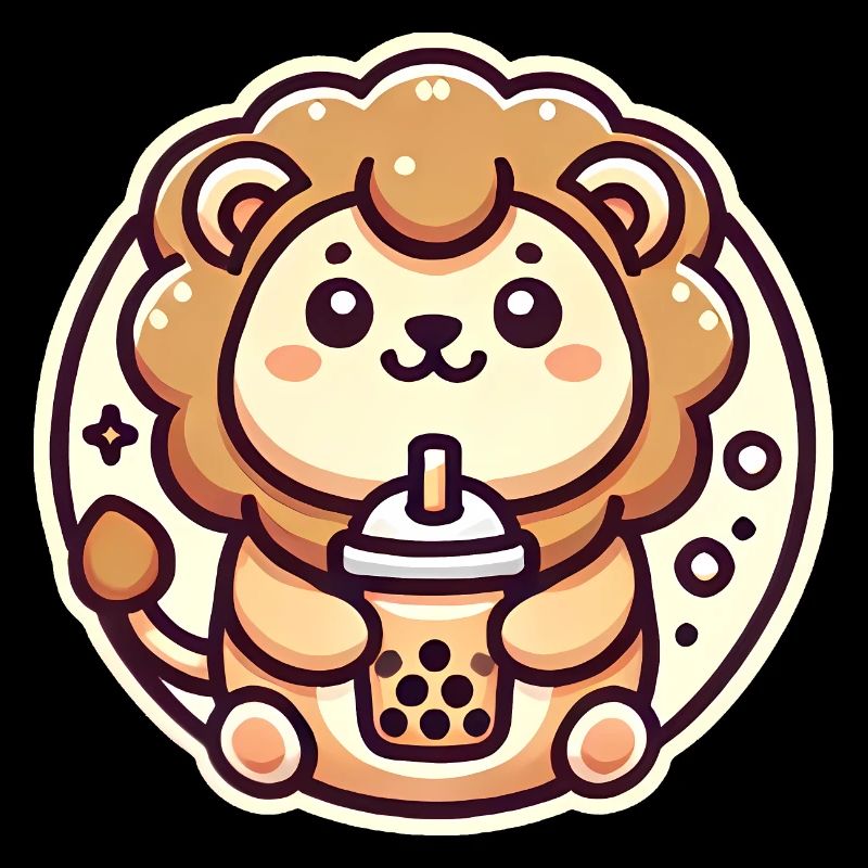 Süßer Löwe Bubble Tee Liebhaber Abzeichen