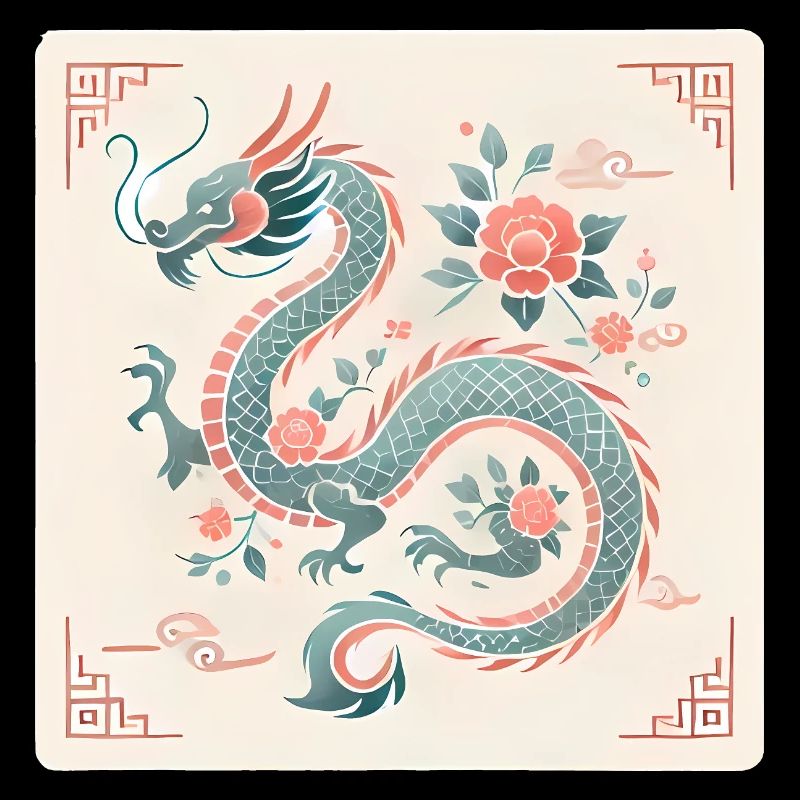 Elegant Floral Chinese Dragon Design