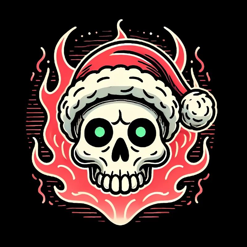 Jingle Hell Skull avec chapeau de Père Noël