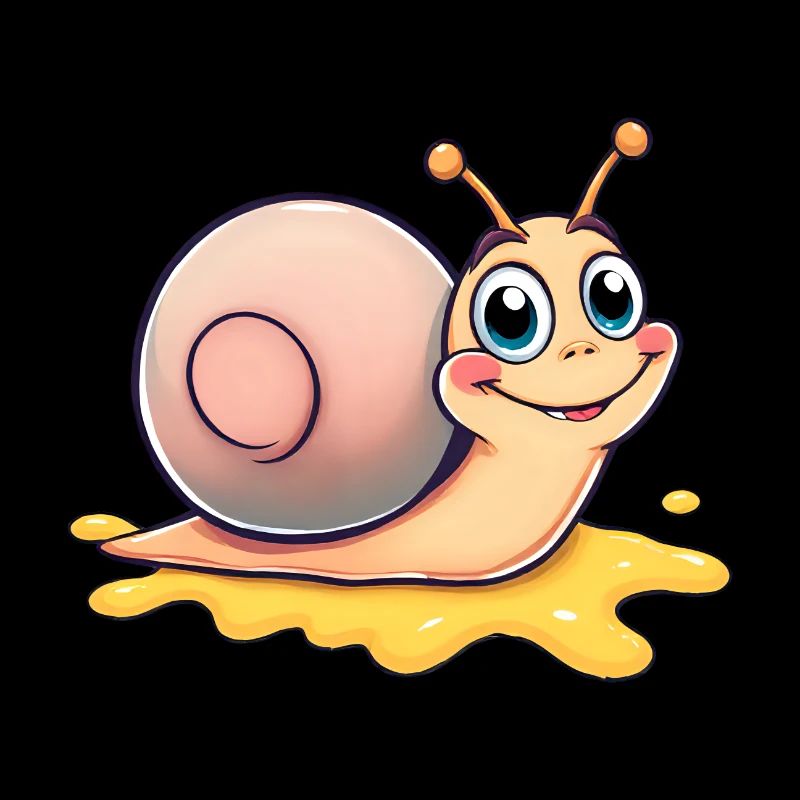 Glückliche Schnecke, die eine bunte Spur hinterlässt