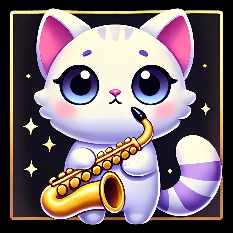 Conception de dessin animé de chat de saxophone mignon