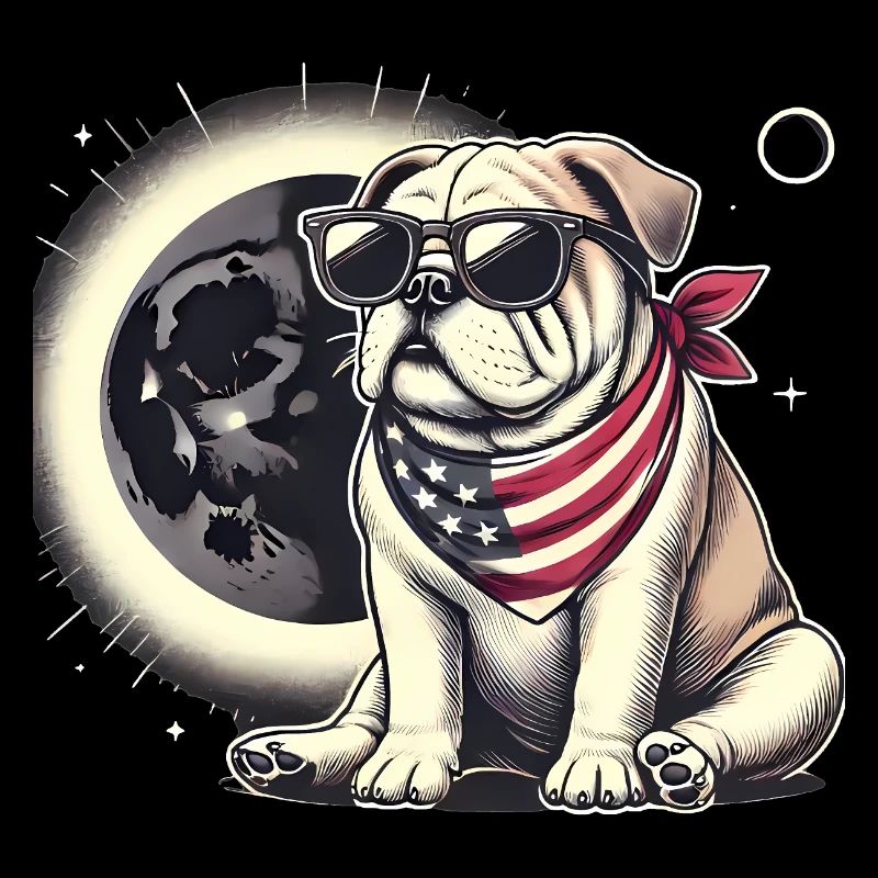 Patriotic Bulldog Solar Eclipse
