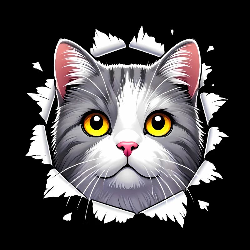 chat curieux jetant un coup d’œil à travers la conception du trou