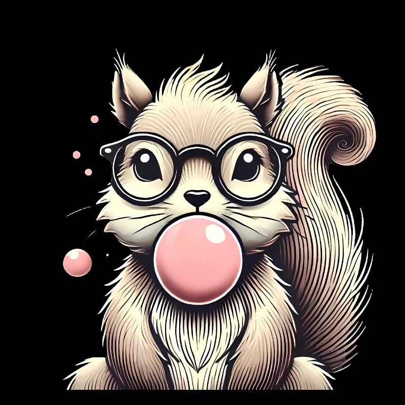 Cool Squirrel with Bubblegum Glasses