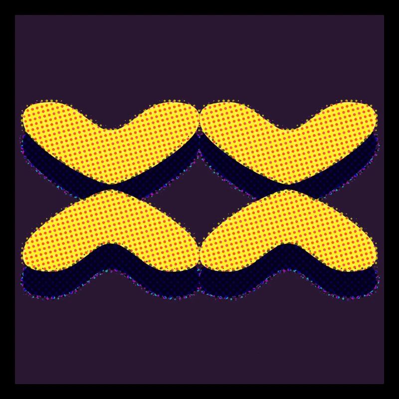 Vier Musterformen in Gelb mit Schwarzem Hintergrun