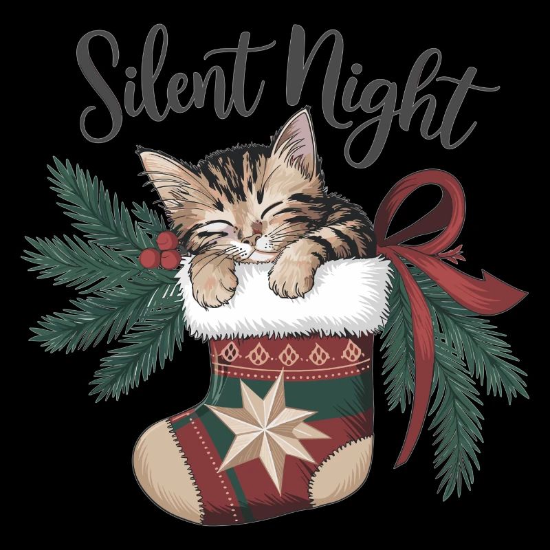 Douce nuit – Chaton en bas de Noël