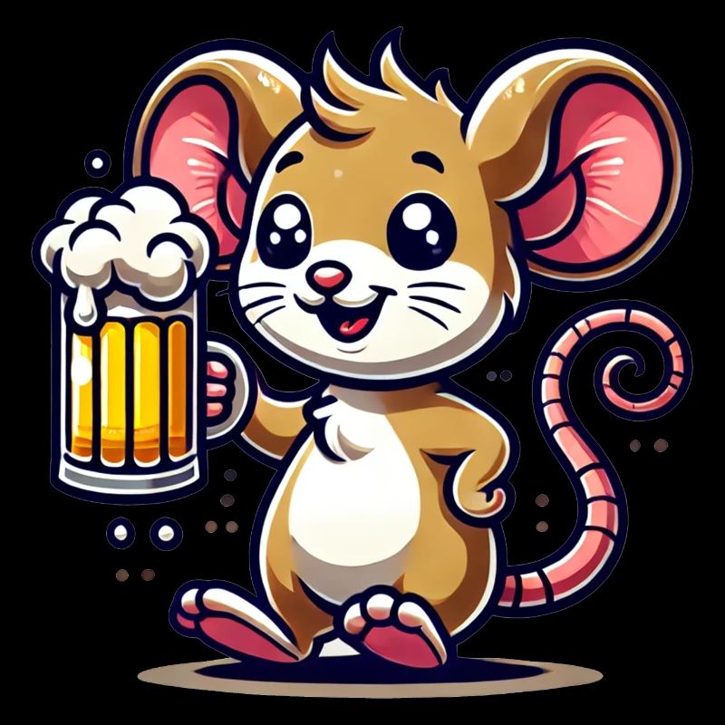 Cute Mouse Drinking Beer
