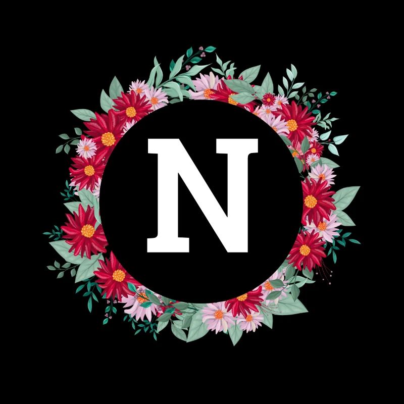 Lettre n couronne florale