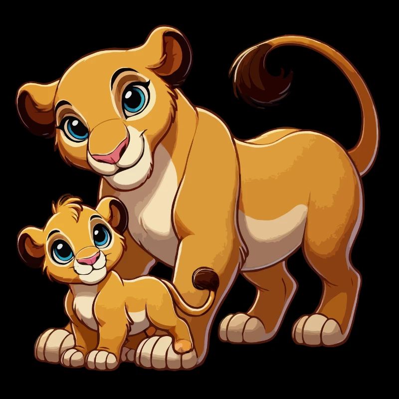 Mère lion avec enfant