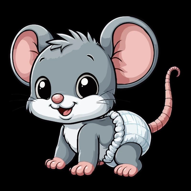 Baby mouse with diaper