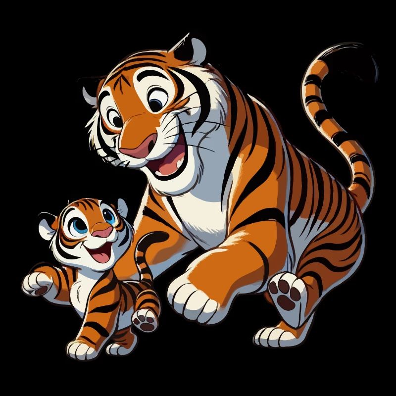 Tigermutter mit jungem Herumtollen