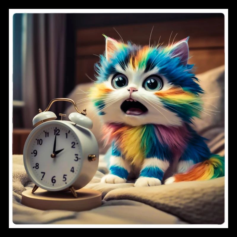 Cat with alarm clock