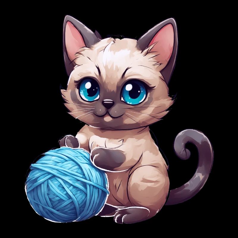 Chat avec de la laine