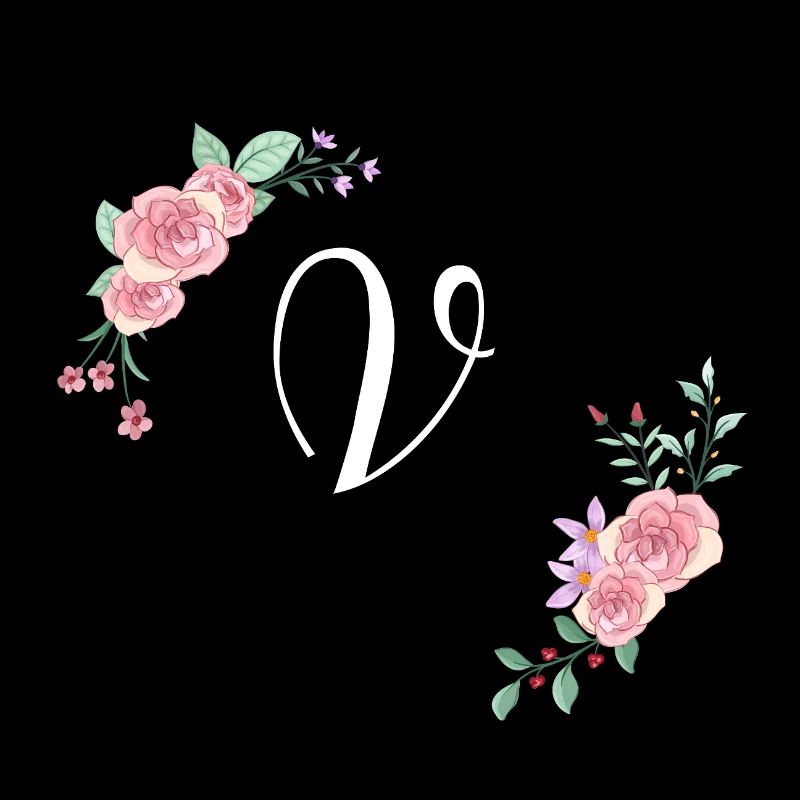 Rosa geblümter Buchstabe v