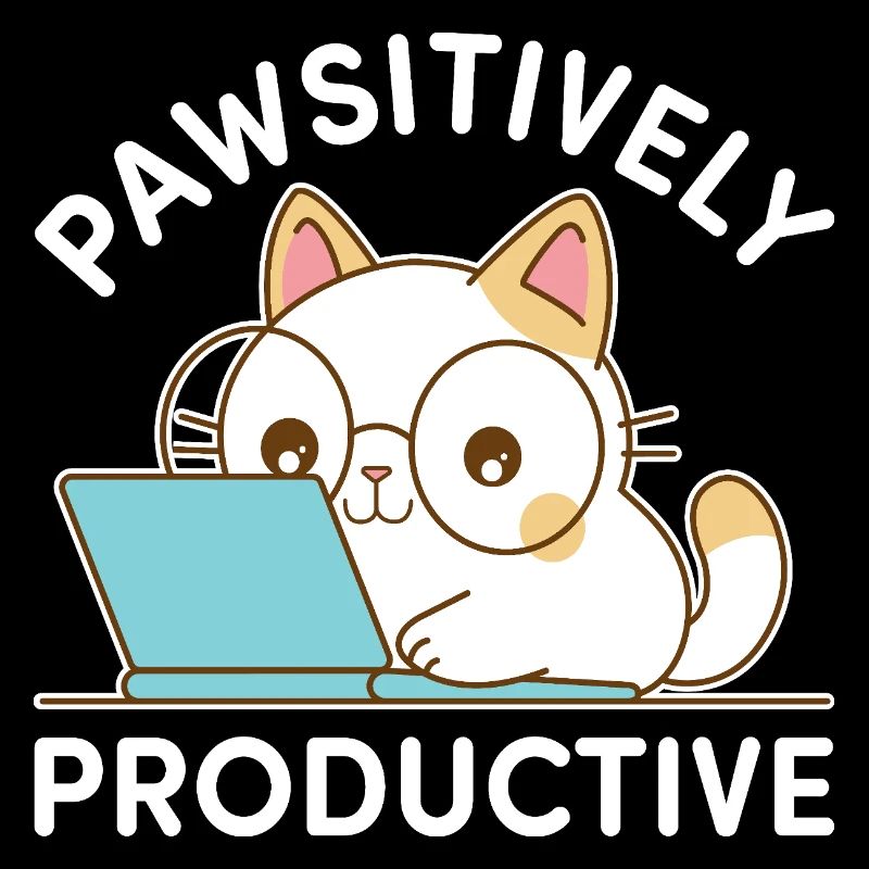 Pawsitively Productive – Kawaii Cat at Work