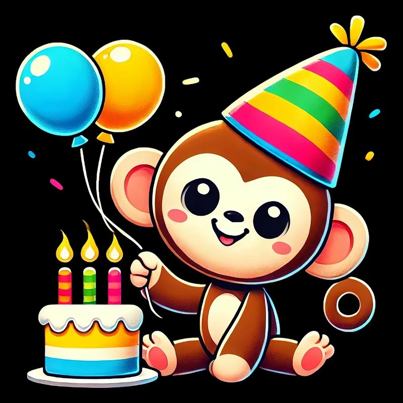 Monkey Kid Celebrating Birthday