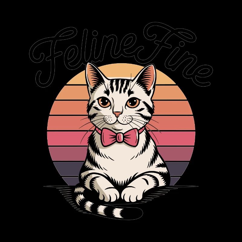 Feline Fine – Retro Sunset Cat