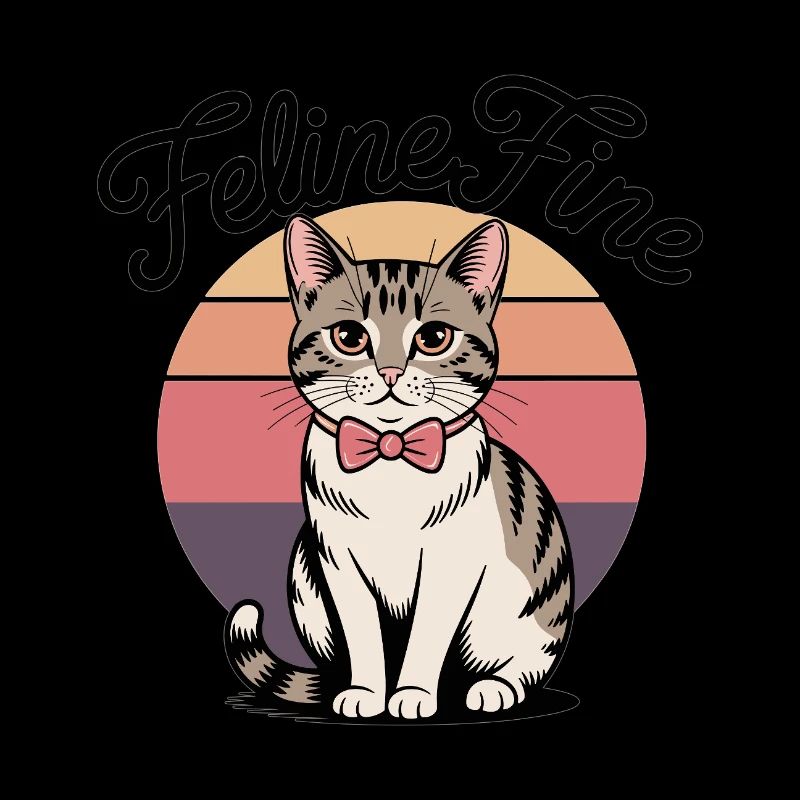 Feline Fine – Chat Sunset Rétro