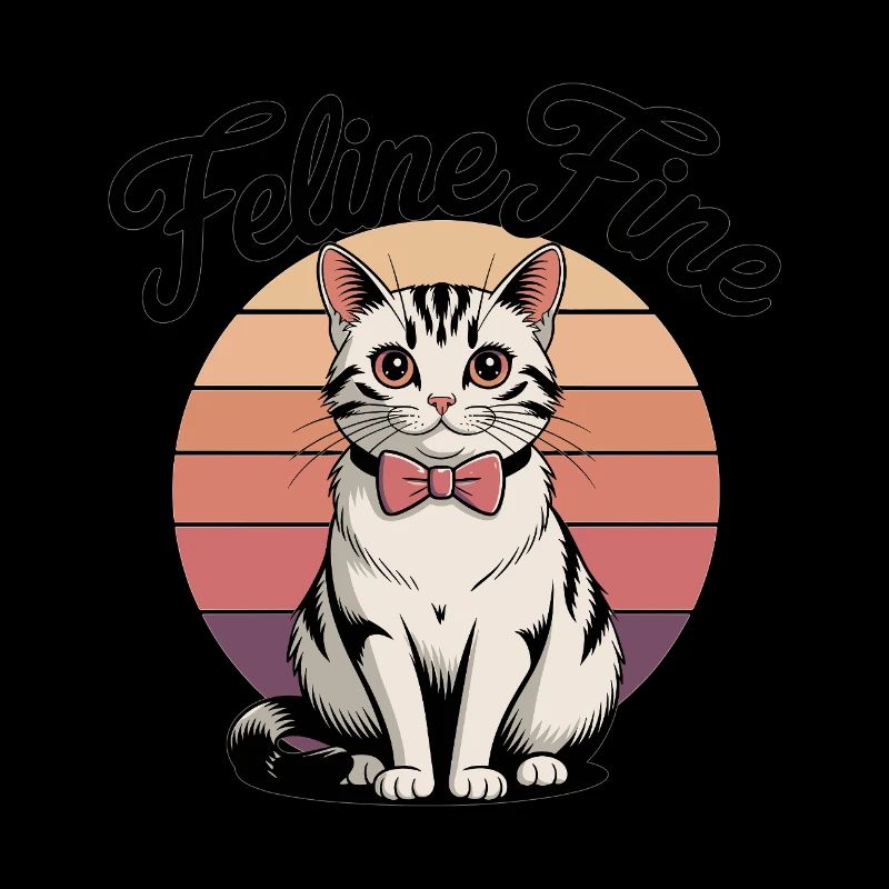 Feline Fine – Chat Sunset Rétro