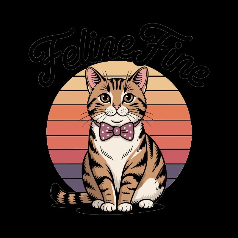 Feline Fine – Chat Sunset Rétro