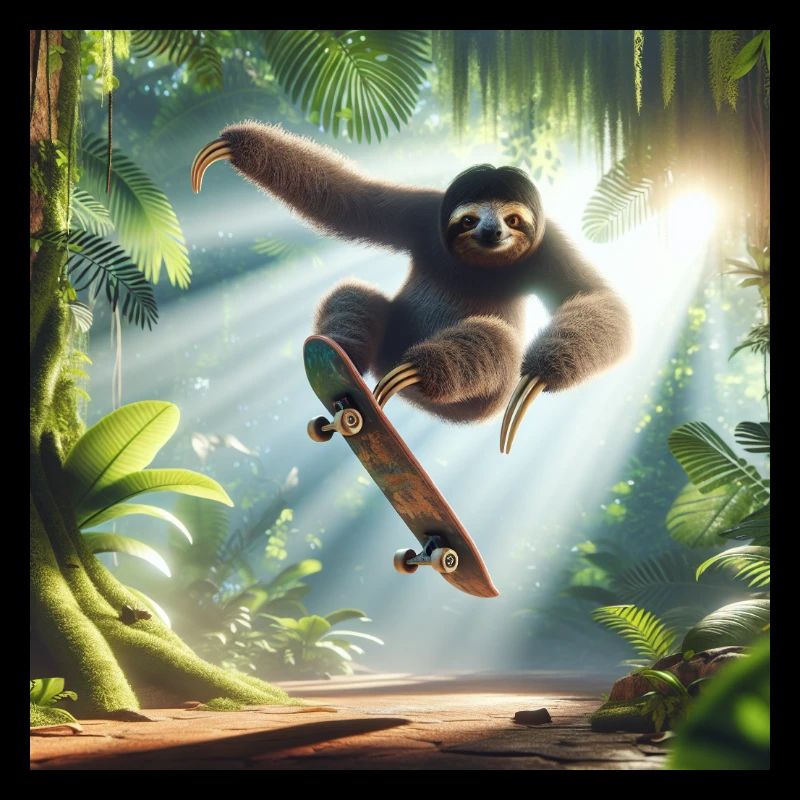 Faultier Wanderer Skateboarder