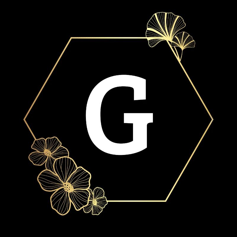 Letter g Gold Floral Frame