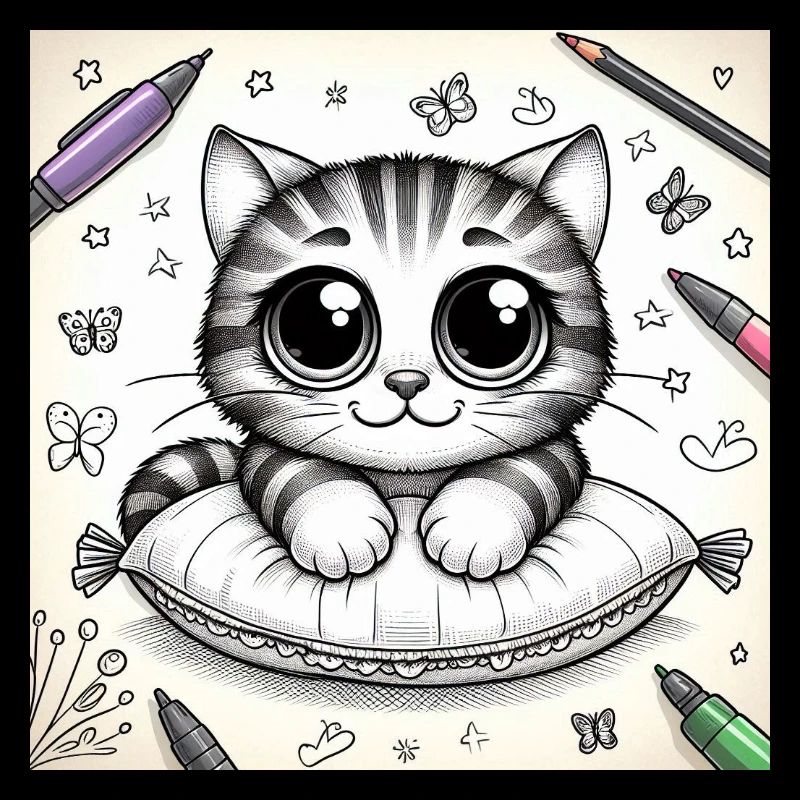 Dessin de chat mignon