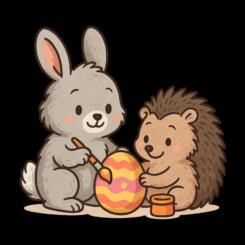 Rabbit & Hedgehog Painting Easter Eggs – Sweet Easter Duo
