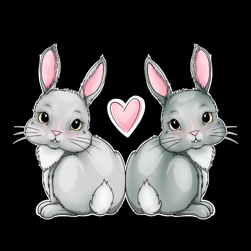 Cute rabbits with an heart