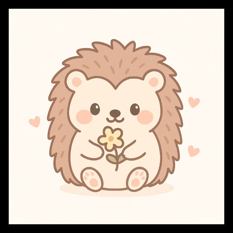 Hérisson Kawaii dans un style pastel