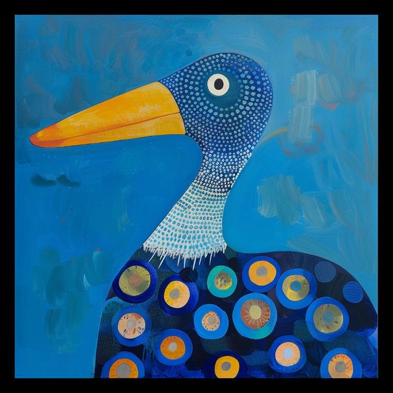 Blue Colorful Duck Stylized Abstract Nursery