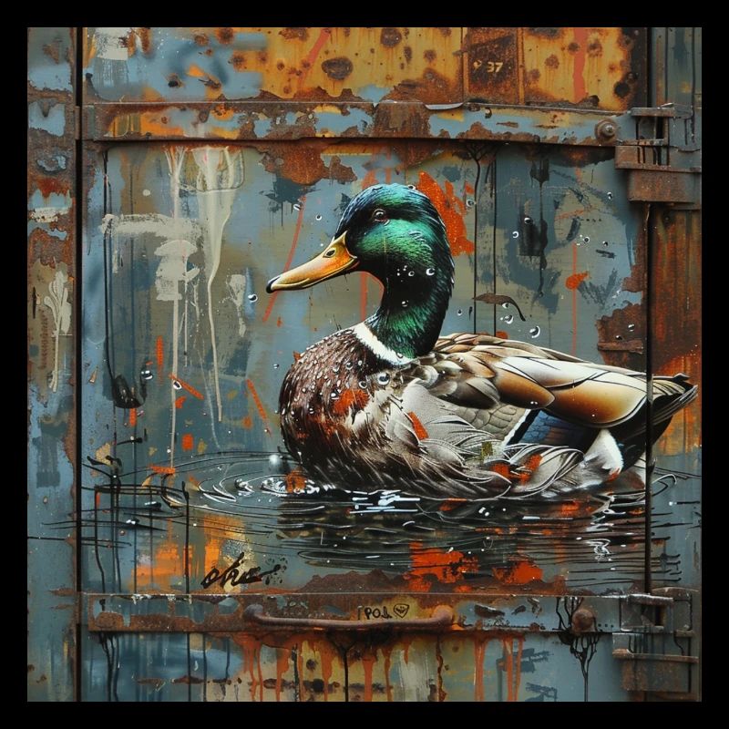 Graffiti Duck Rust Metal Container Door