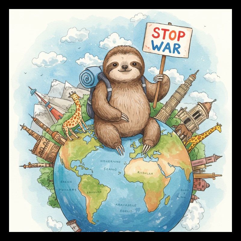 Faultier Wanderer Stoppt den Krieg