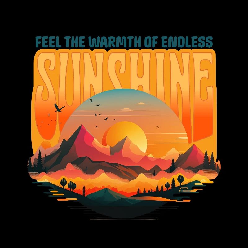 Endless Sunshine Retro Mountains Sunset