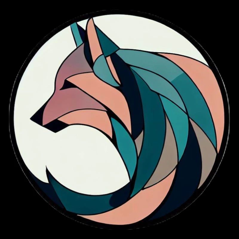 fox dog in a circle colorful