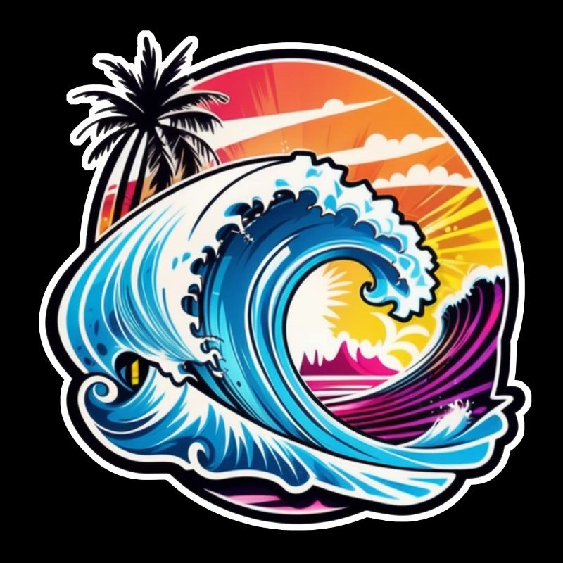 Surfing Beach Palm Tree Sunshine Holidays