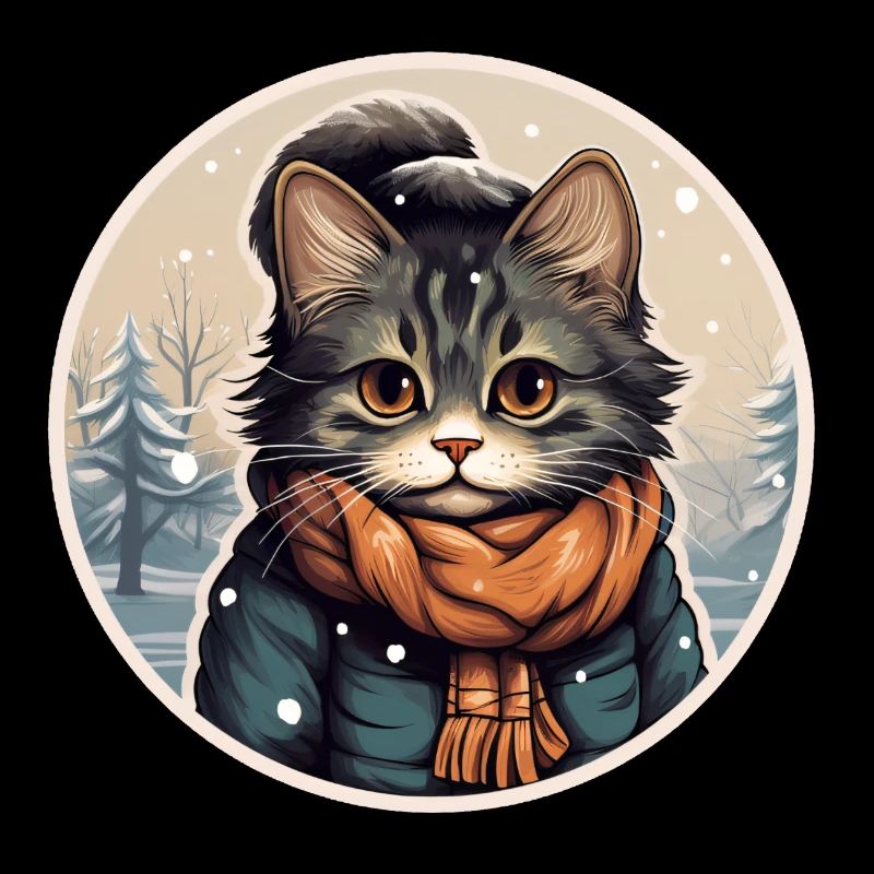 Chat avec veste et écharpe