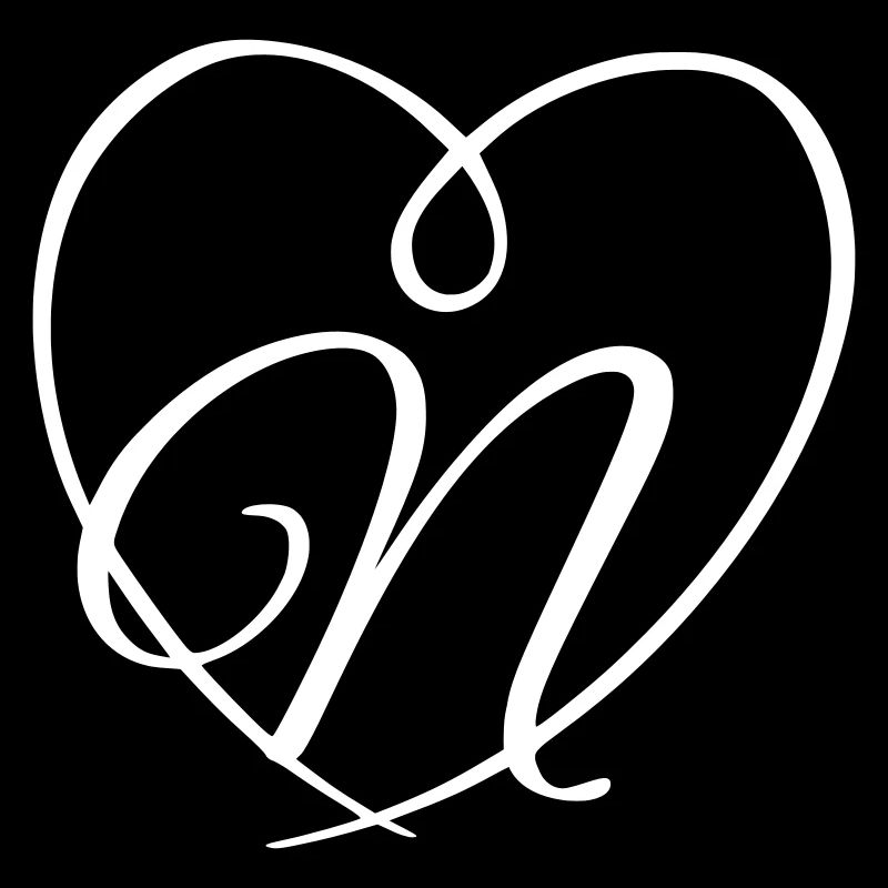 Letter N Calligraphy Heart
