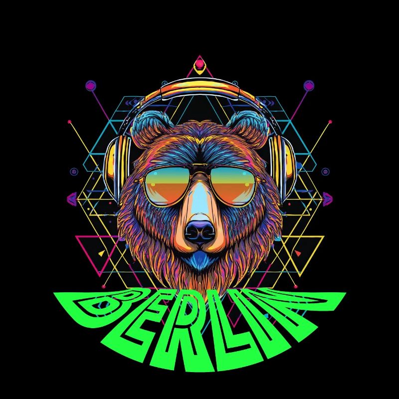 rund Bär mit Kopfhörer techno