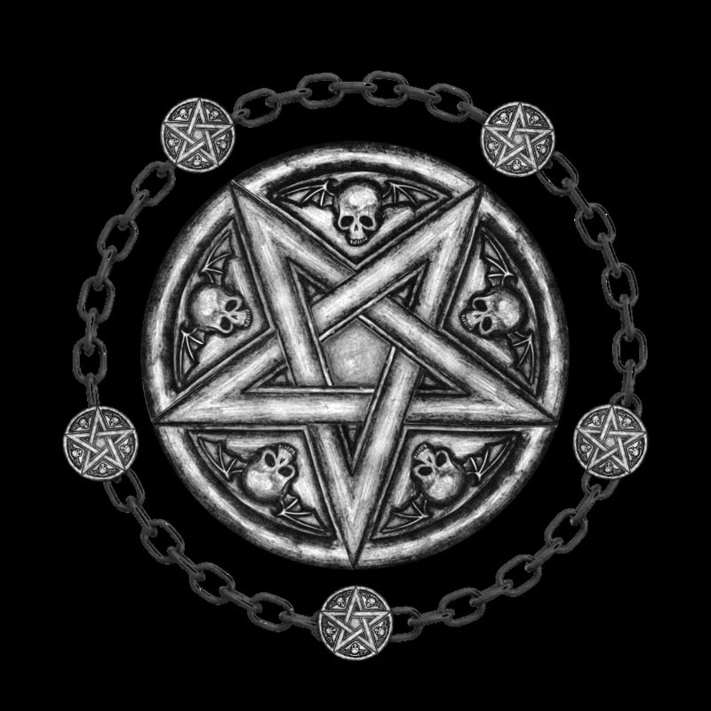 Five Pointed Star Medallion - Skulls & Chains.