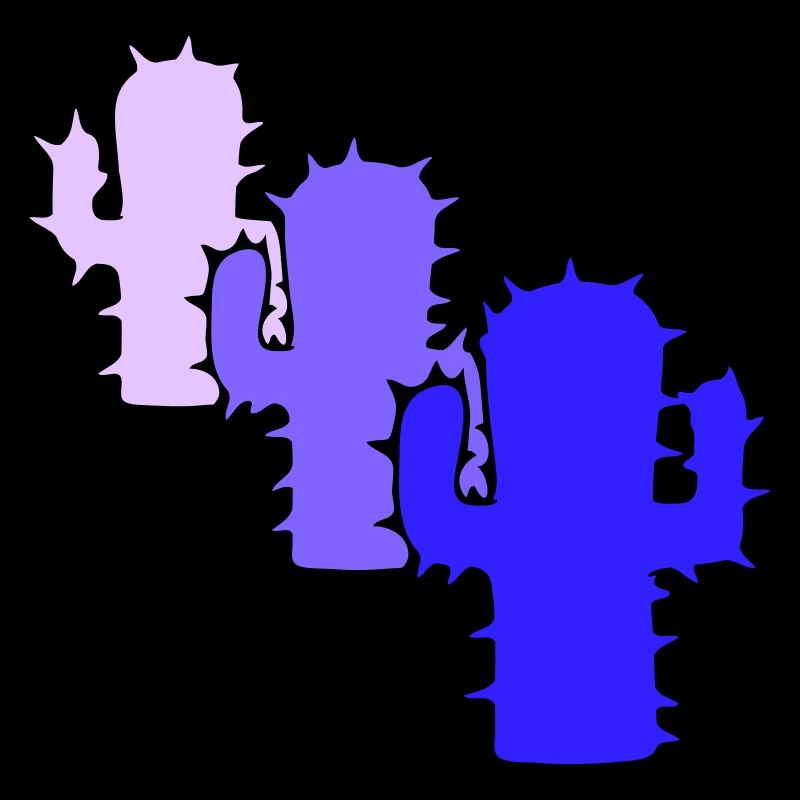 Three Cacti 3 Cactus Desert Cool Colorful Silhouette