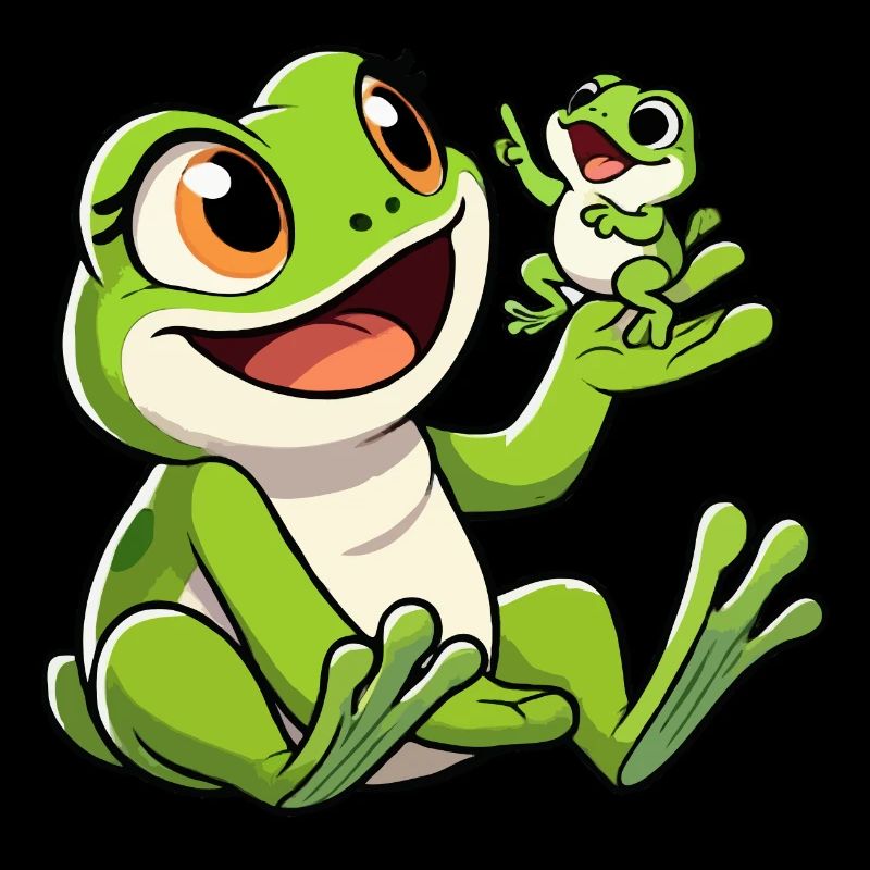 Froschmutter mit herumtollendem Kind