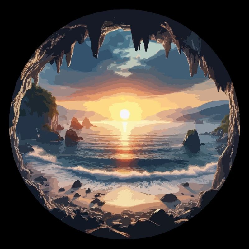 Sunset over mystical coast