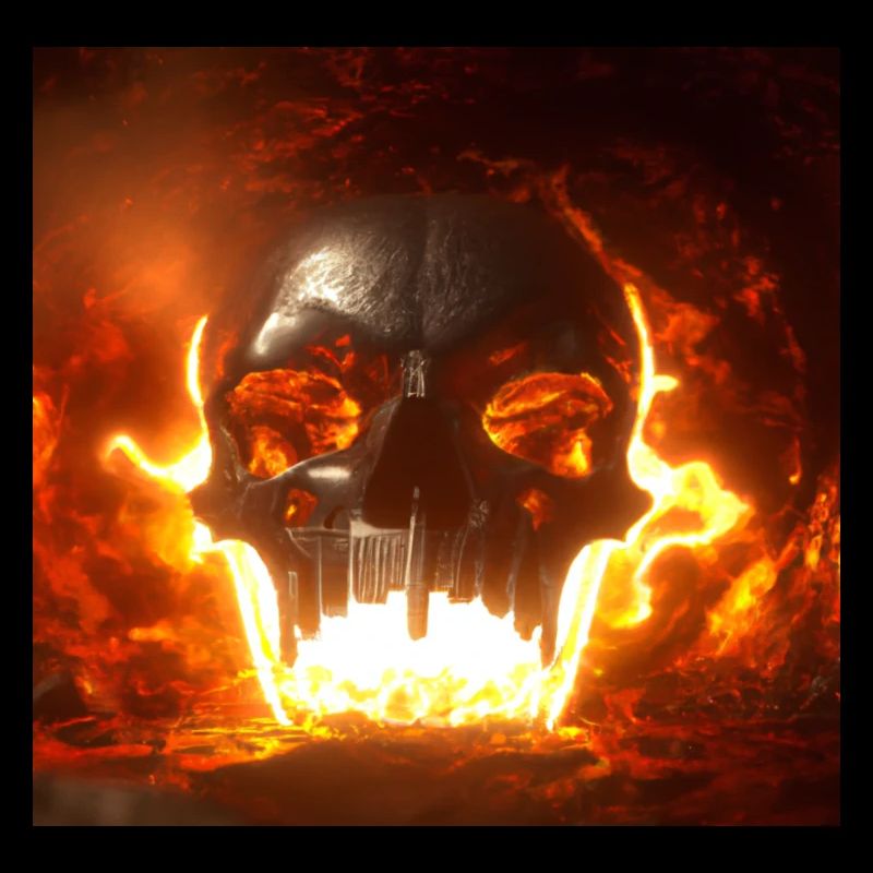 skull in hell in 3d render