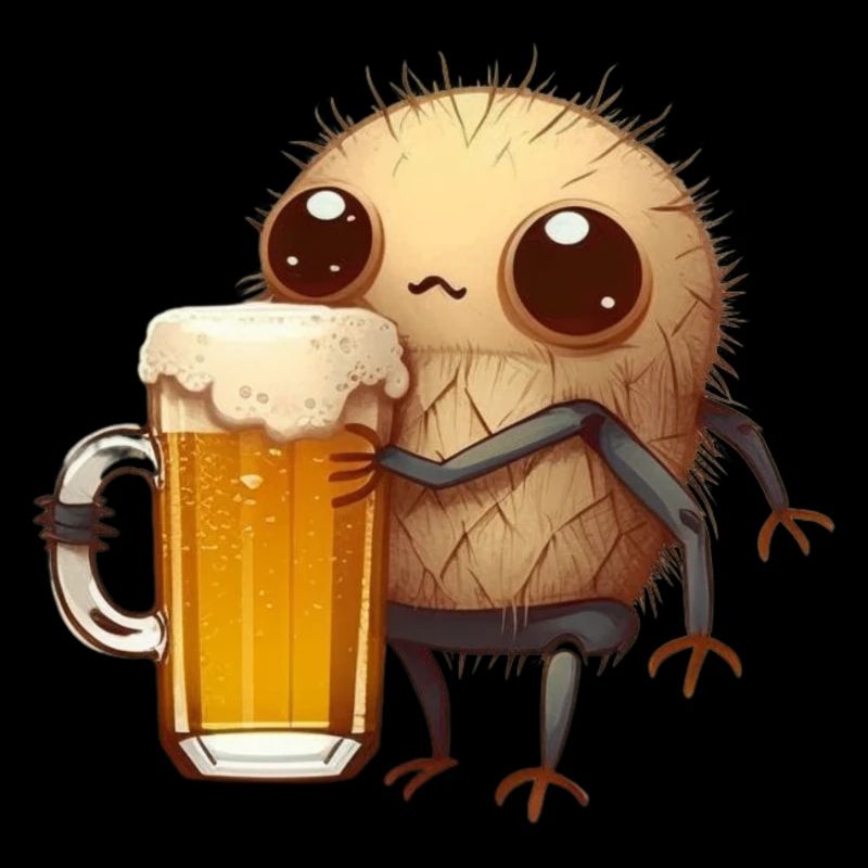 Petite araignée drôle avec de la bière
