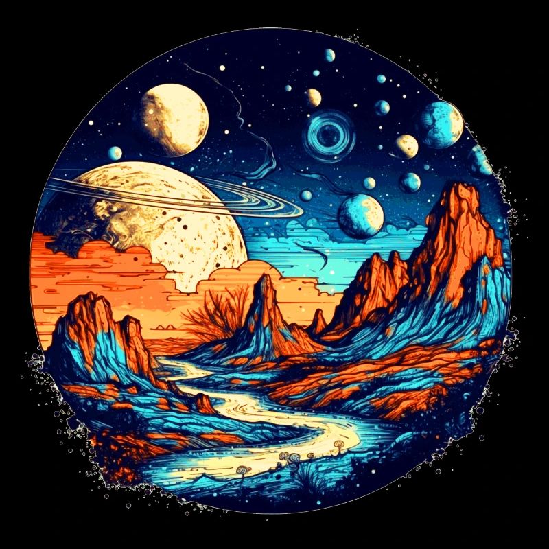 Colorful universe and galaxy in the solar system