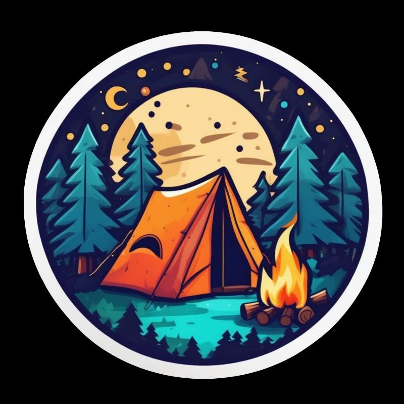 Camping, tent and campfire