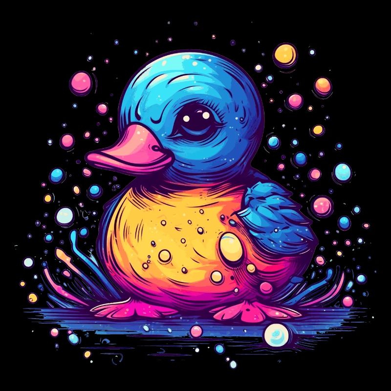 Eine bunte gefiederte Ente oder Erpel mit Schnabel