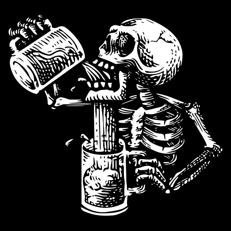 The smarter one tilts - skeleton + beer