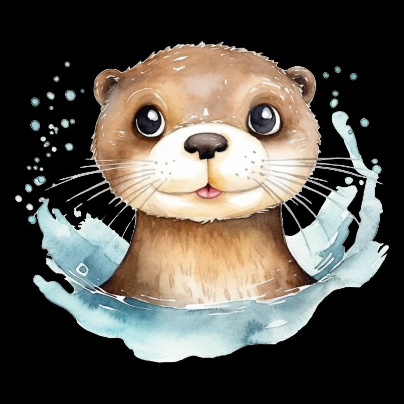 Dessin à l’aquarelle de loutre